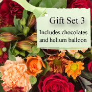 Florist Choice Vase Arrangement, Balloon &amp; Chocolates Gift Set